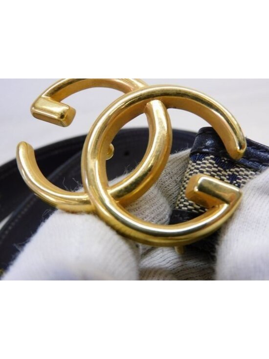 Gucci Vintage Belt GG Interlocking 70 Navy Gold